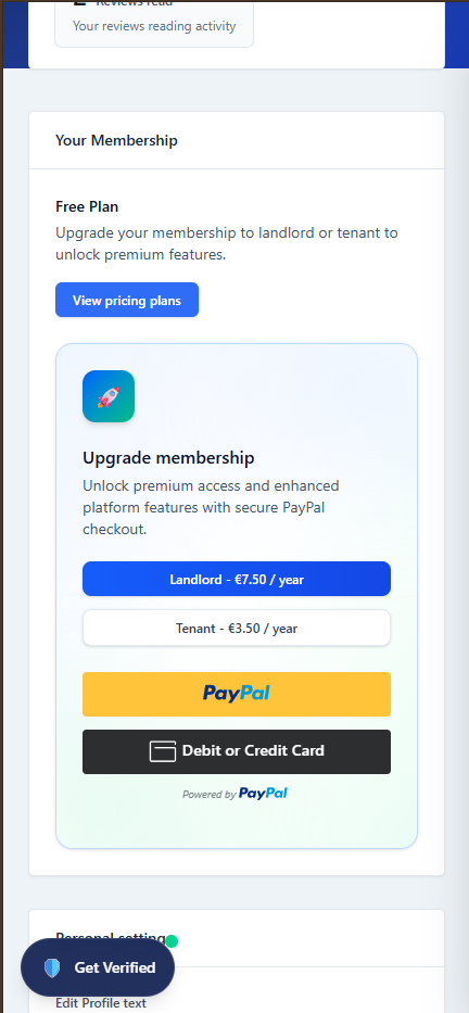 Account page